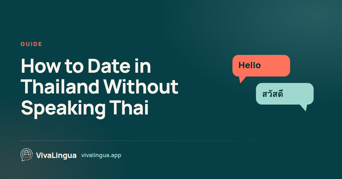 Two speech bubbles, one reading Hello in English and one reading sawasdee in Thai