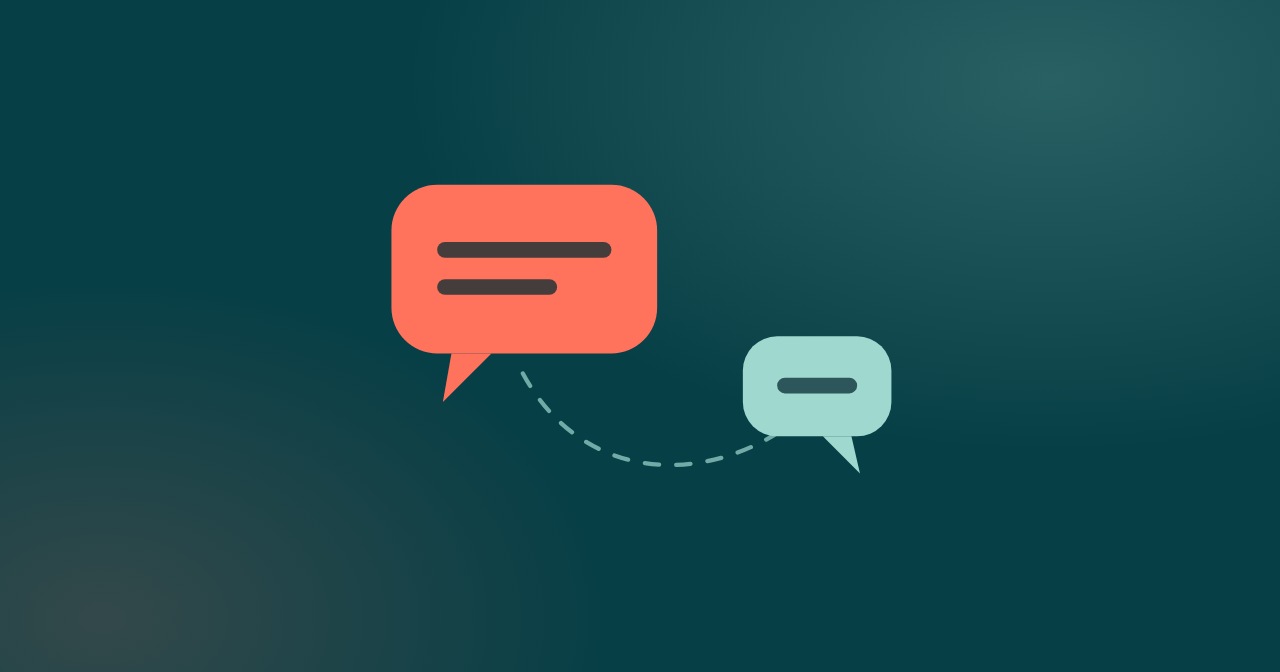 A large and a small speech bubble joined by a dotted line